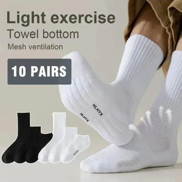 10-Pack Thick Cotton Tube Socks – Deodorant Winter Basketball Crew Socks for Men & Women