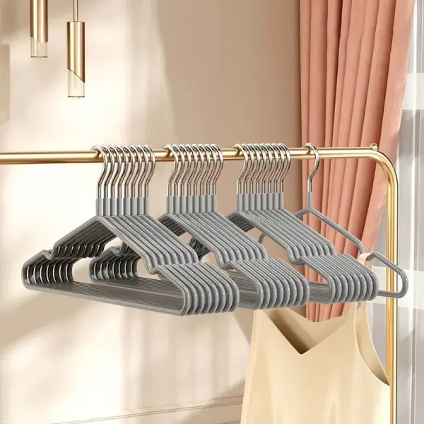 10-Pack Metal Traceless Hangers | Non-Slip Heavy-Duty Space Saving Closet Hangers for Bedroom Wardrobes