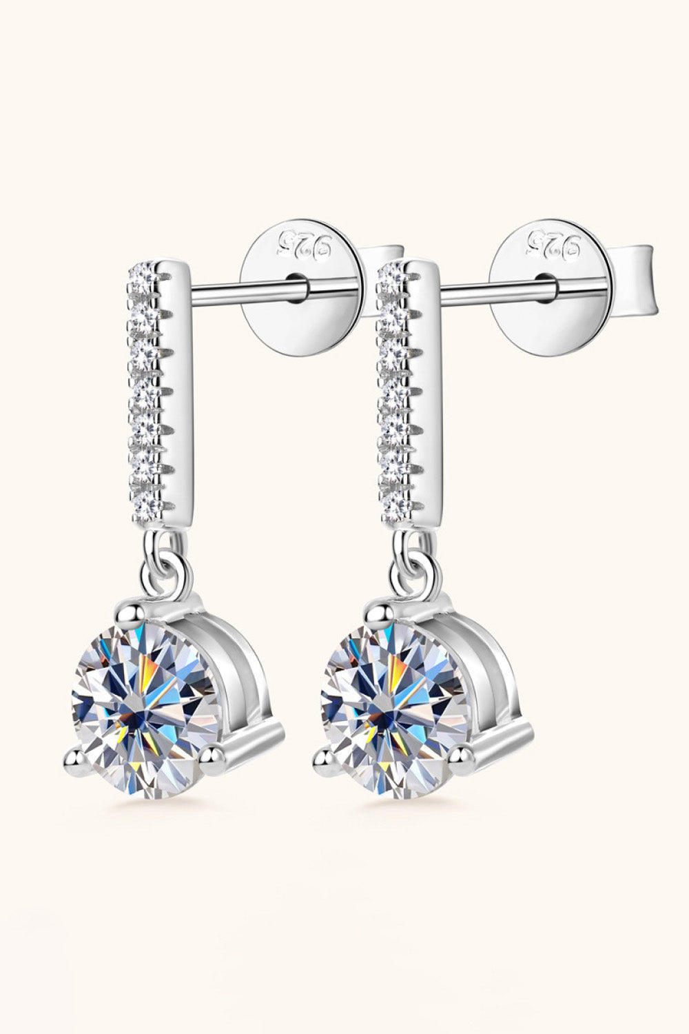 2 Carat Moissanite Drop Earrings in 925 Sterling Silver | Dangle Diamond-Look Earrings for Women