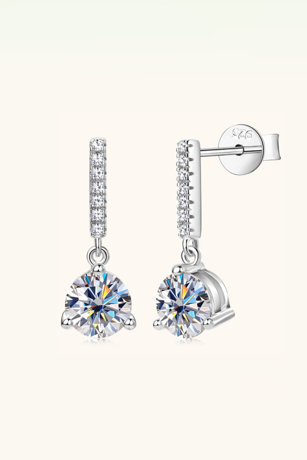 2 Carat Moissanite Drop Earrings in 925 Sterling Silver | Dangle Diamond-Look Earrings for Women