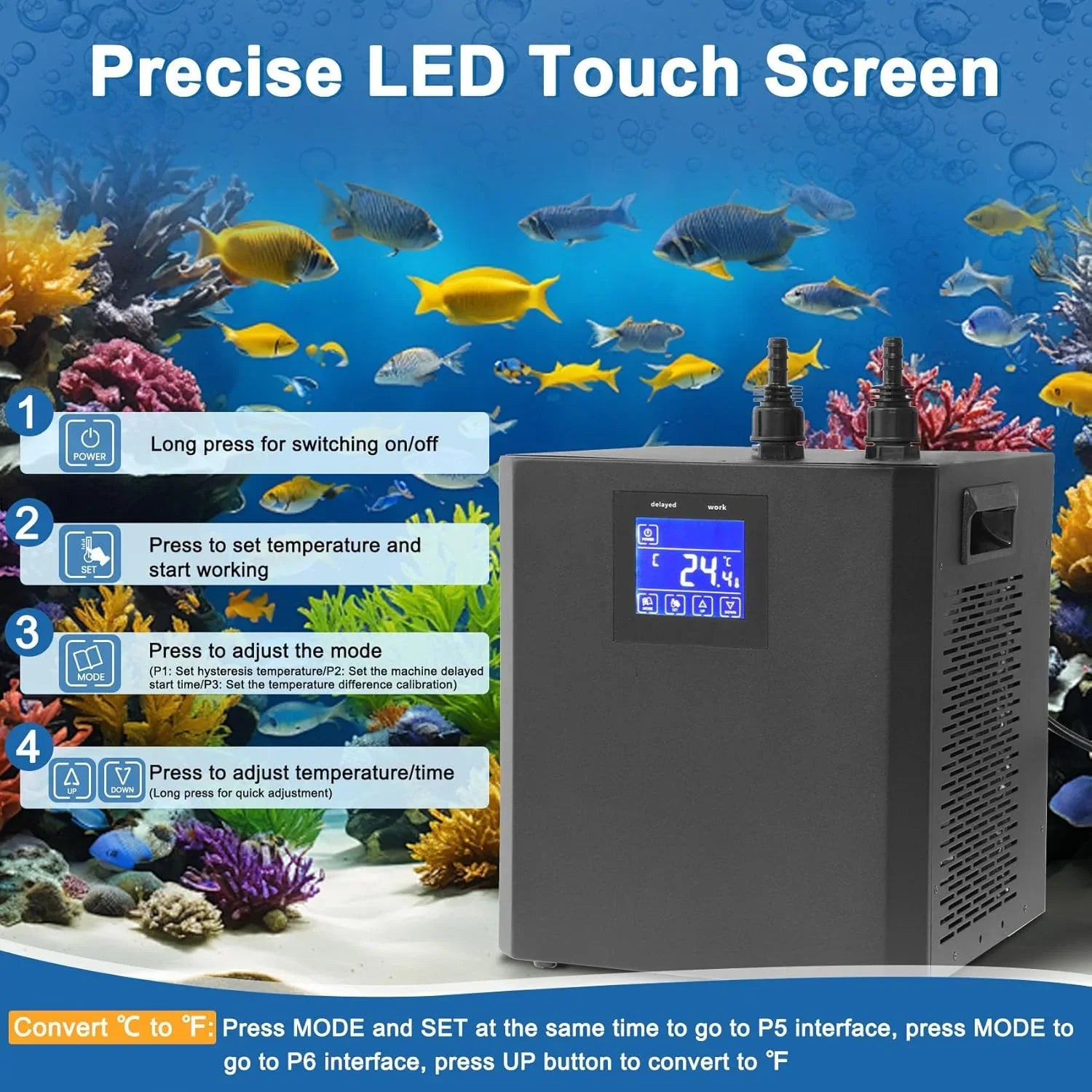 79 Gal Aquarium & Hydroponic Water Chiller 1/3HP – Efficient Cooling System with Pump & Remote Control
