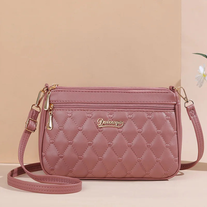 Embroidered Leather Messenger Bag for Women | Stylish Ladies Crossbody Handbag with Hair Ball Charm