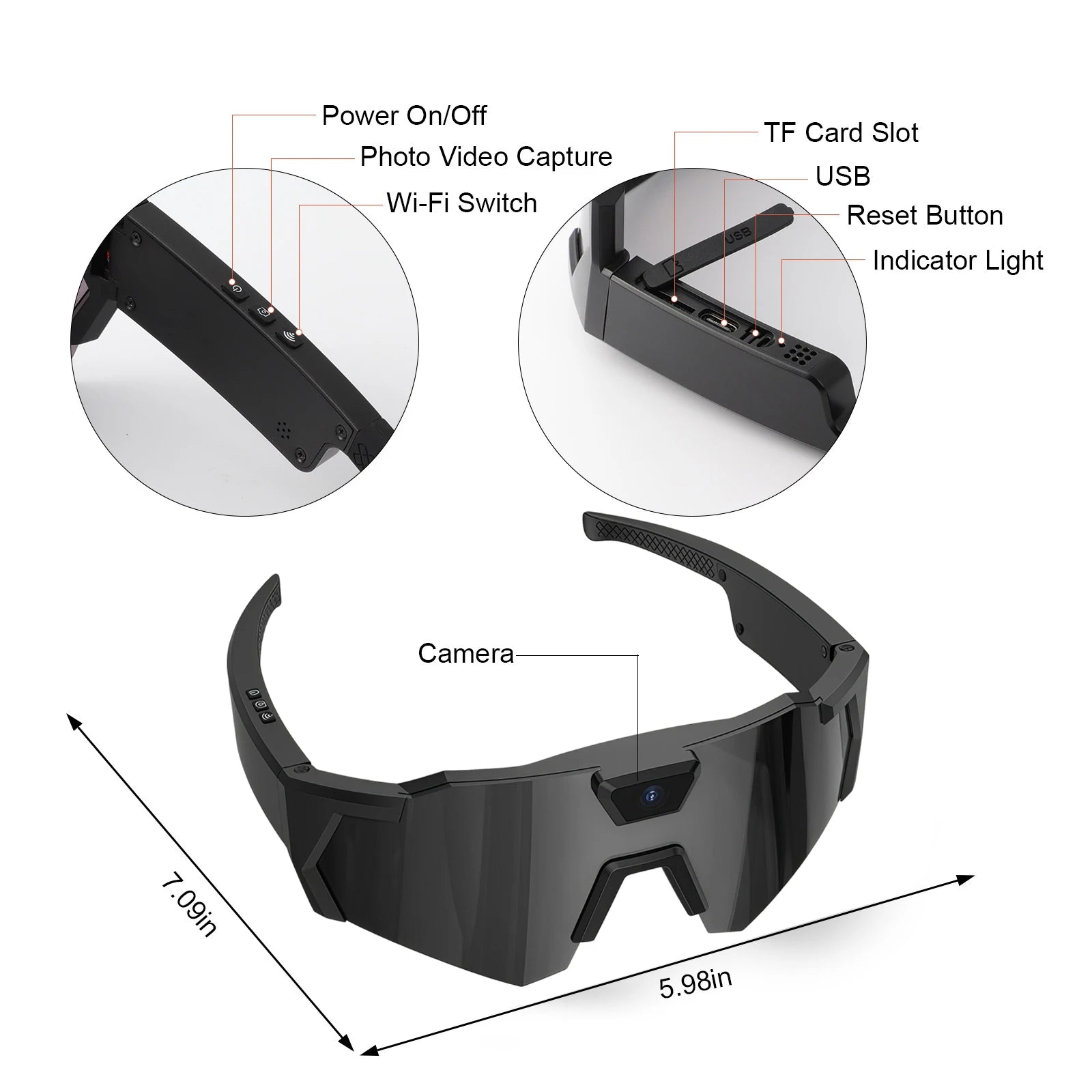 VisionX™ Smart Camera Glasses – HD Video Recording Sunglasses with Built-In Camera