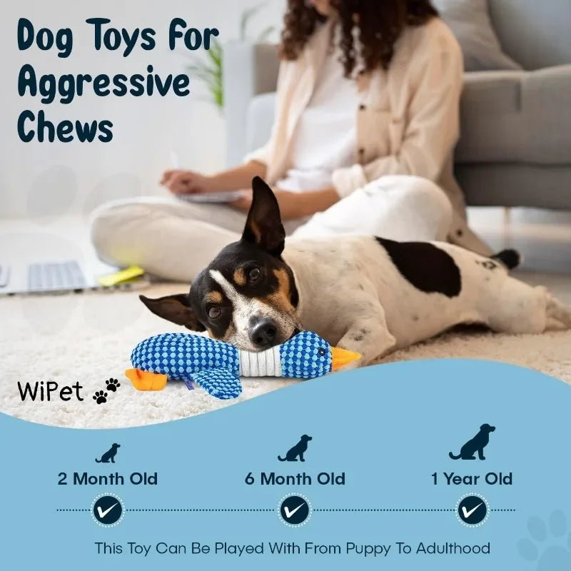 Blue Goose Plush Squeaky Pet Toy – Bite-Resistant Chew Toy for Dogs & Cats (Soft, Interactive, Double Color)