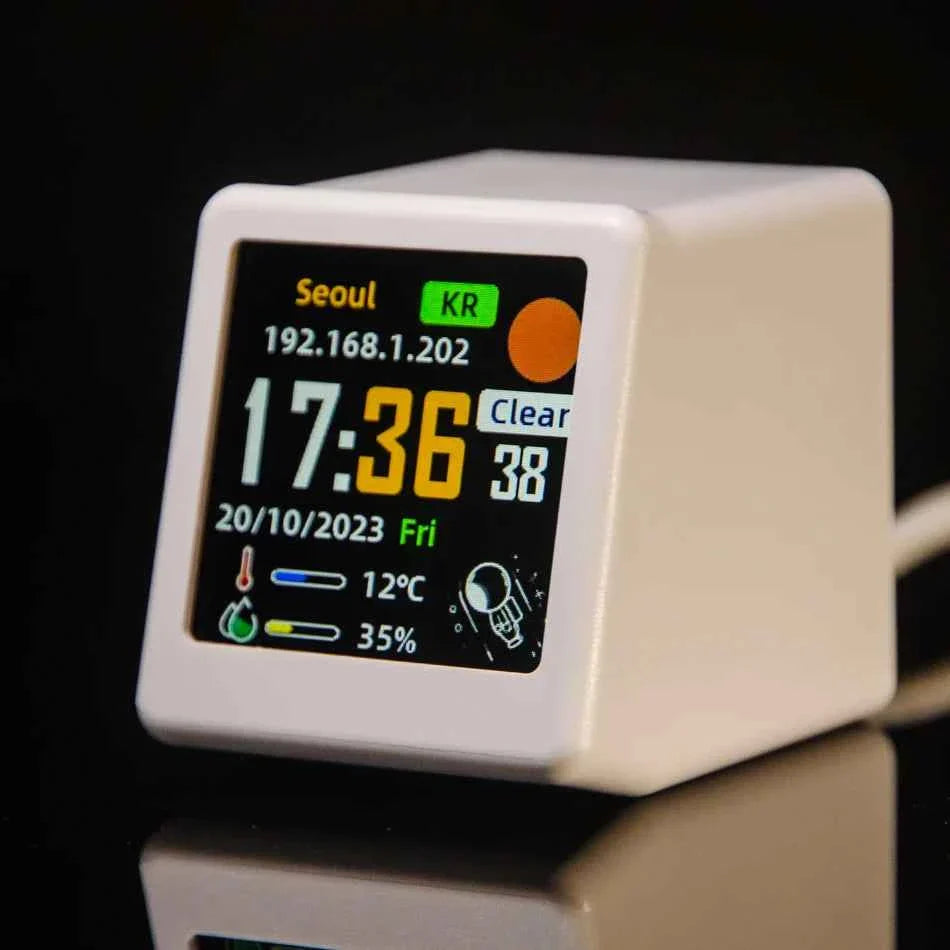 Mini WiFi Desktop Weather Digital Clock Station with IPS LCD Screen