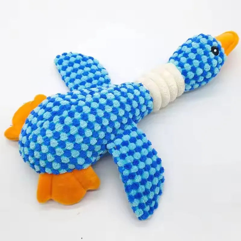 Blue Goose Plush Squeaky Pet Toy – Bite-Resistant Chew Toy for Dogs & Cats (Soft, Interactive, Double Color)