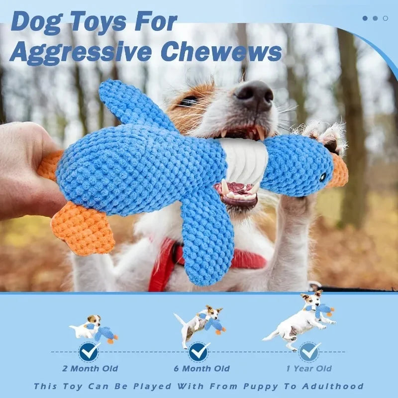 Blue Goose Plush Squeaky Pet Toy – Bite-Resistant Chew Toy for Dogs & Cats (Soft, Interactive, Double Color)