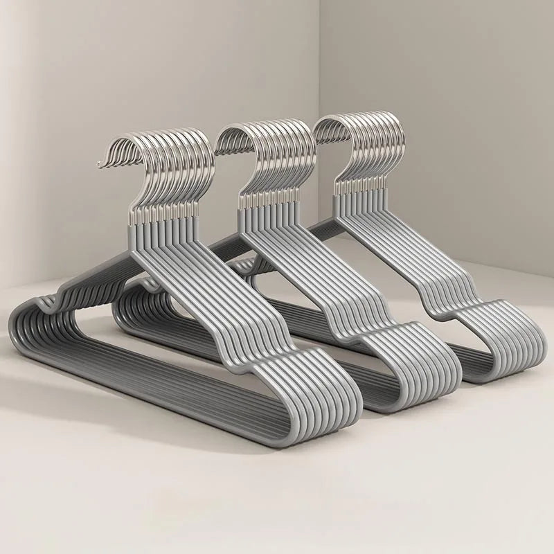 10-Pack Metal Traceless Hangers | Non-Slip Heavy-Duty Space Saving Closet Hangers for Bedroom Wardrobes