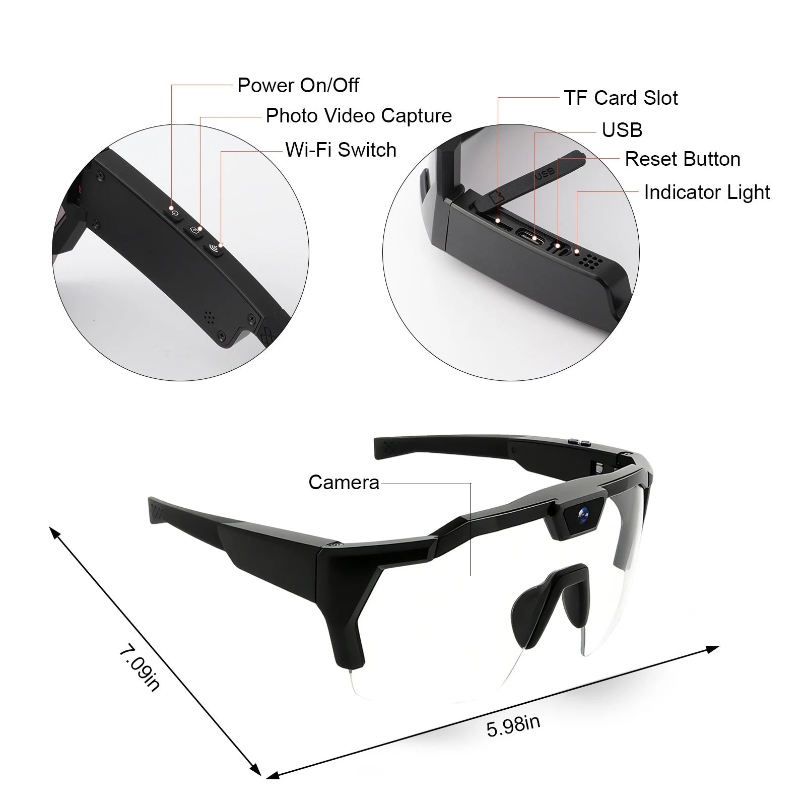 VisionX™ Smart Camera Glasses – HD Video Recording Sunglasses with Built-In Camera
