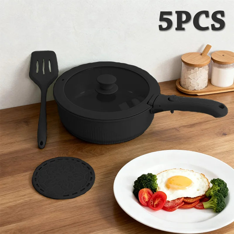 CeramiFlex™ 17-Piece Detachable Cookware Set – Nonstick Ceramic Pots & Pans with Removable Handle