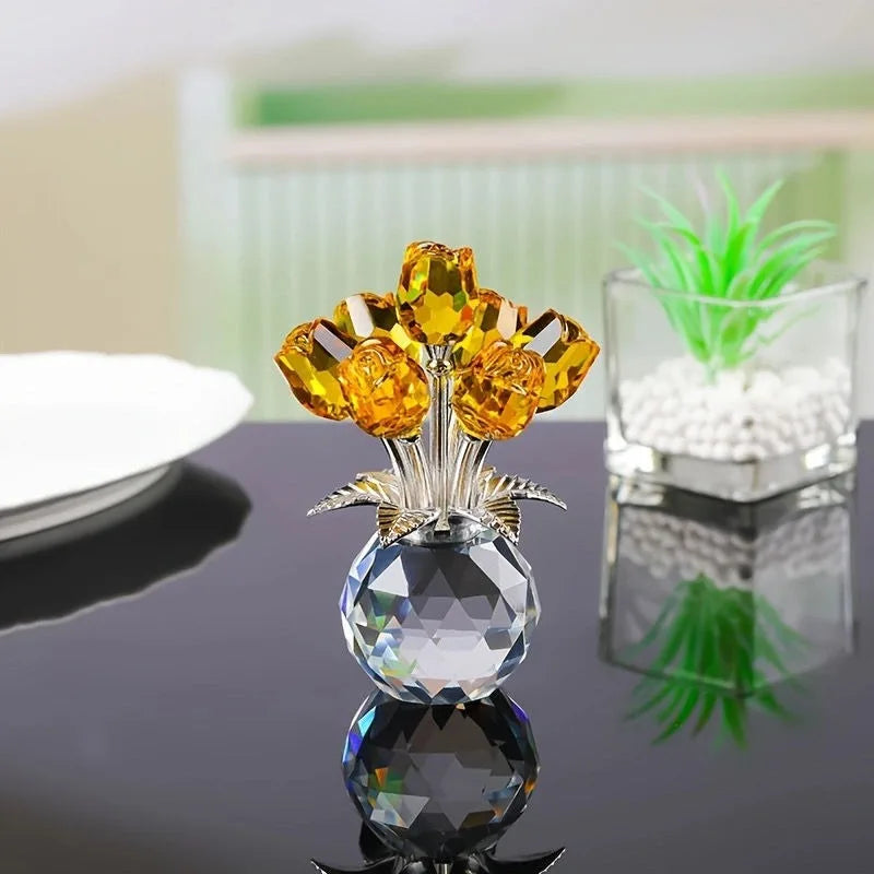 ❤️🌹Colorful Rose Flower Collectible Figurine with Vase