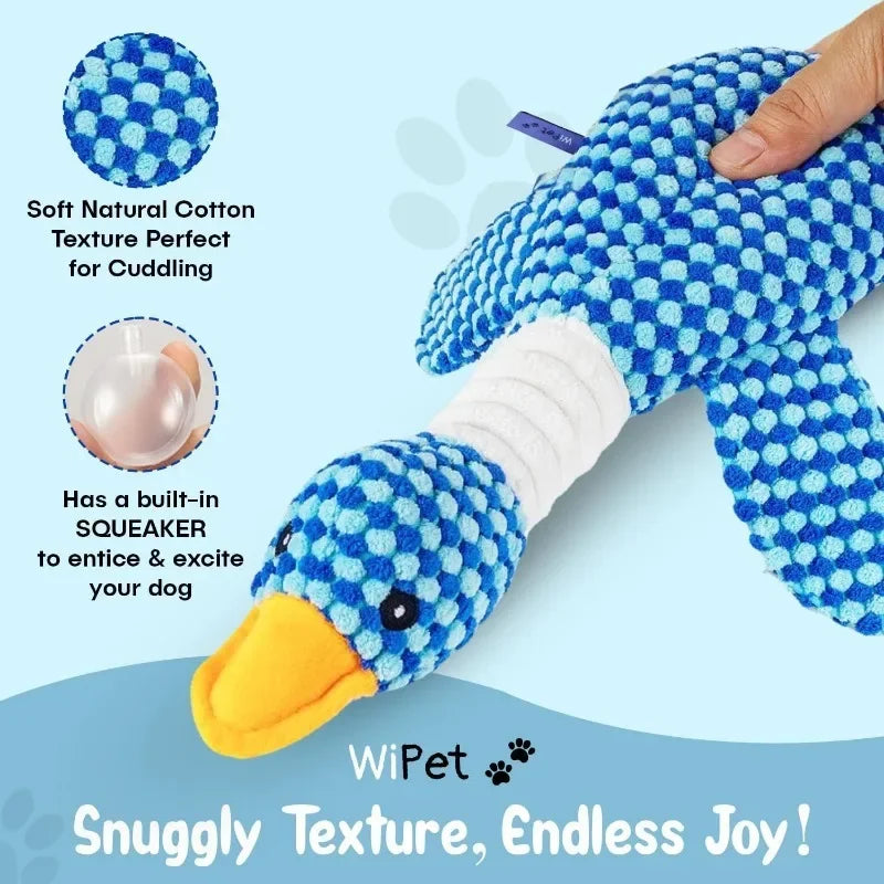 Blue Goose Plush Squeaky Pet Toy – Bite-Resistant Chew Toy for Dogs & Cats (Soft, Interactive, Double Color)