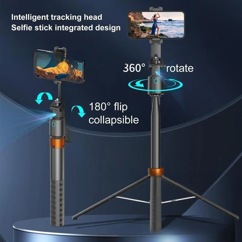 TrackShot™ Smart Tripod 📸✨ – Auto Face Tracking Tripod with Fill Lights | 360° Phone Holder for TikTok, Reels, Vlogging & Video Calls