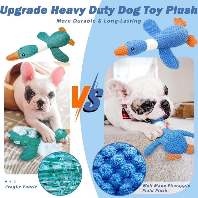 Blue Goose Plush Squeaky Pet Toy – Bite-Resistant Chew Toy for Dogs & Cats (Soft, Interactive, Double Color)