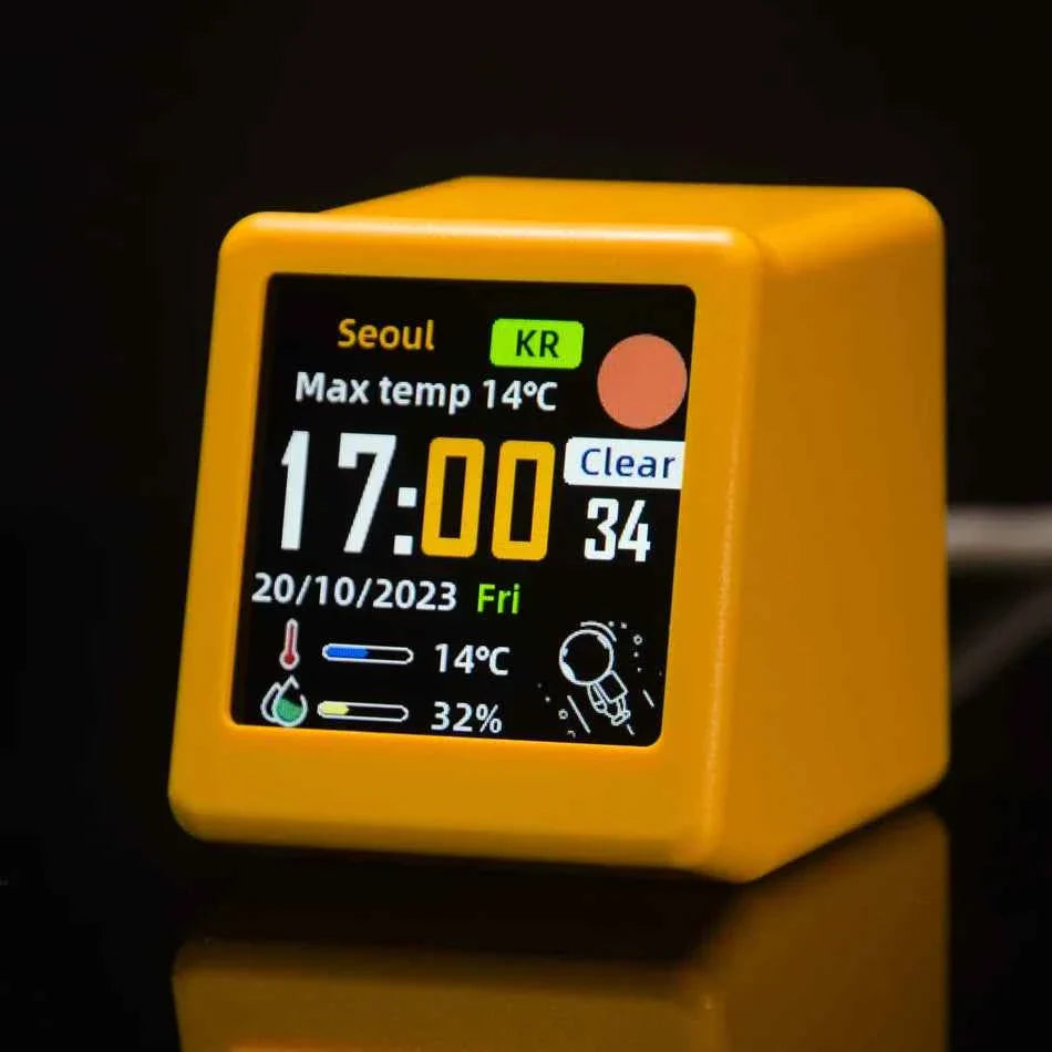 Mini WiFi Desktop Weather Digital Clock Station with IPS LCD Screen