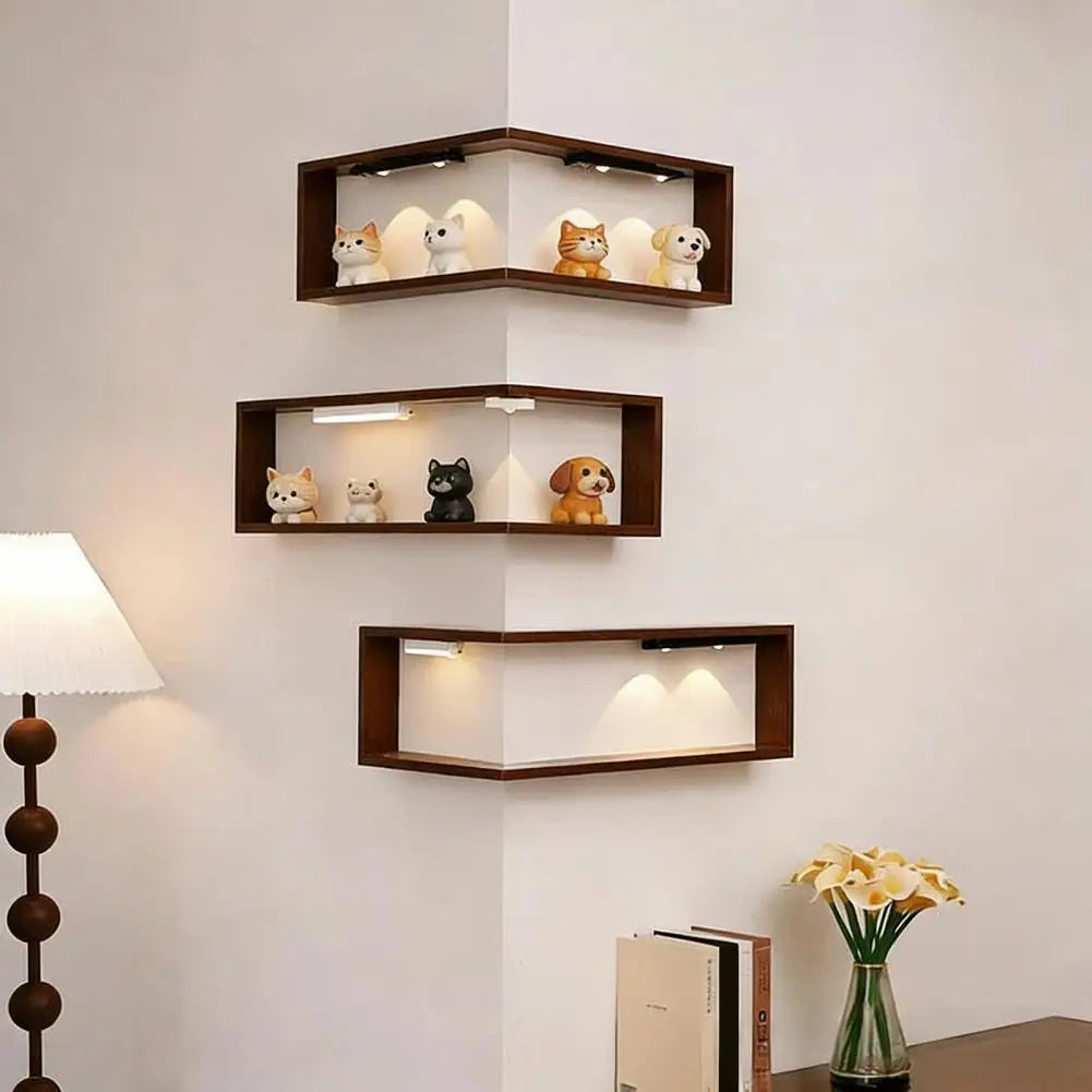 CornerLux™ LED Art Shelf ✨📦 — Corner Wall Shelf with LED Light, Smart Storage & Modern Home Décor