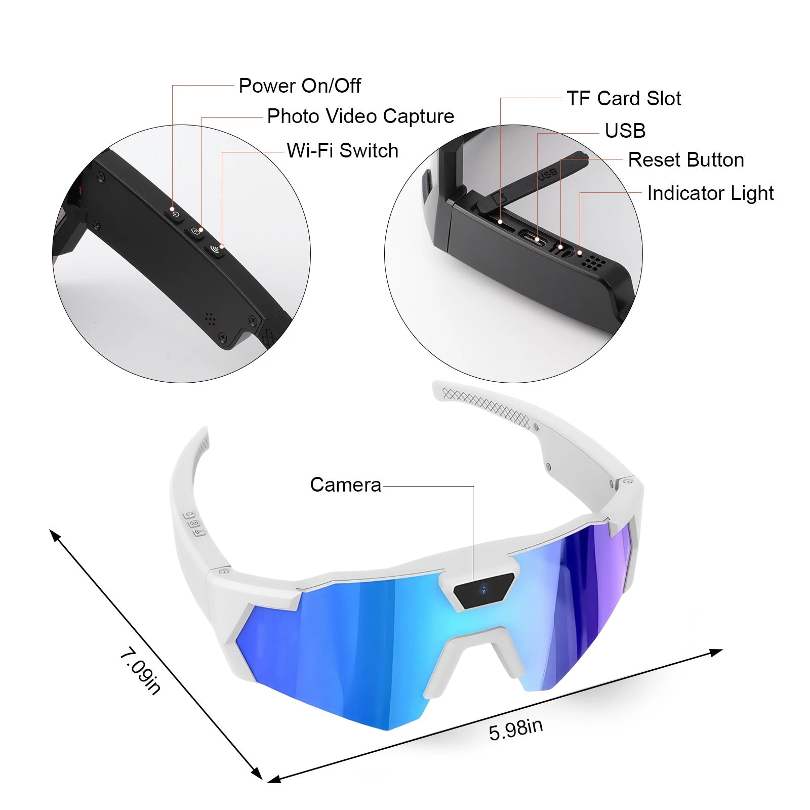 VisionX™ Smart Camera Glasses – HD Video Recording Sunglasses with Built-In Camera