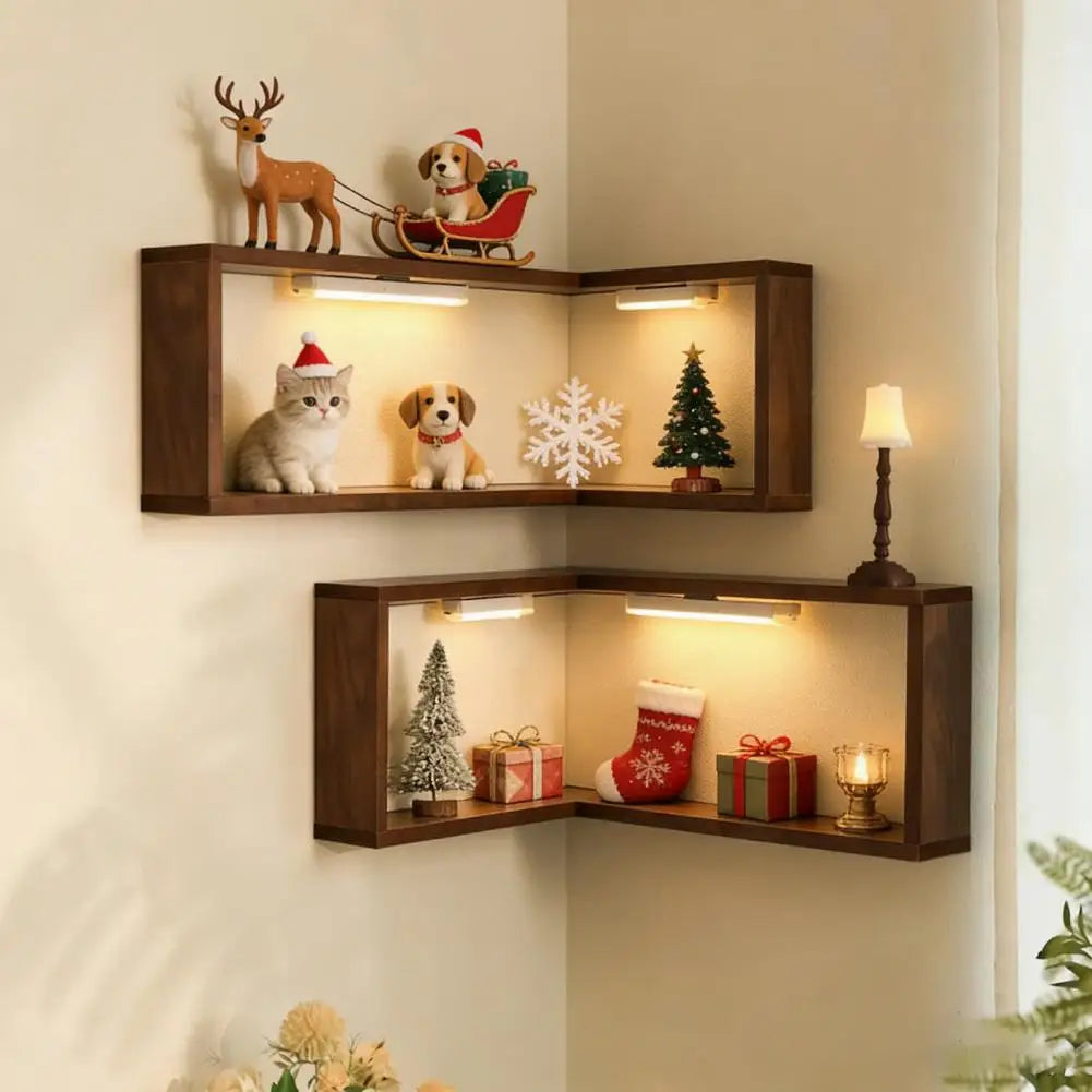 CornerLux™ LED Art Shelf ✨📦 — Corner Wall Shelf with LED Light, Smart Storage & Modern Home Décor