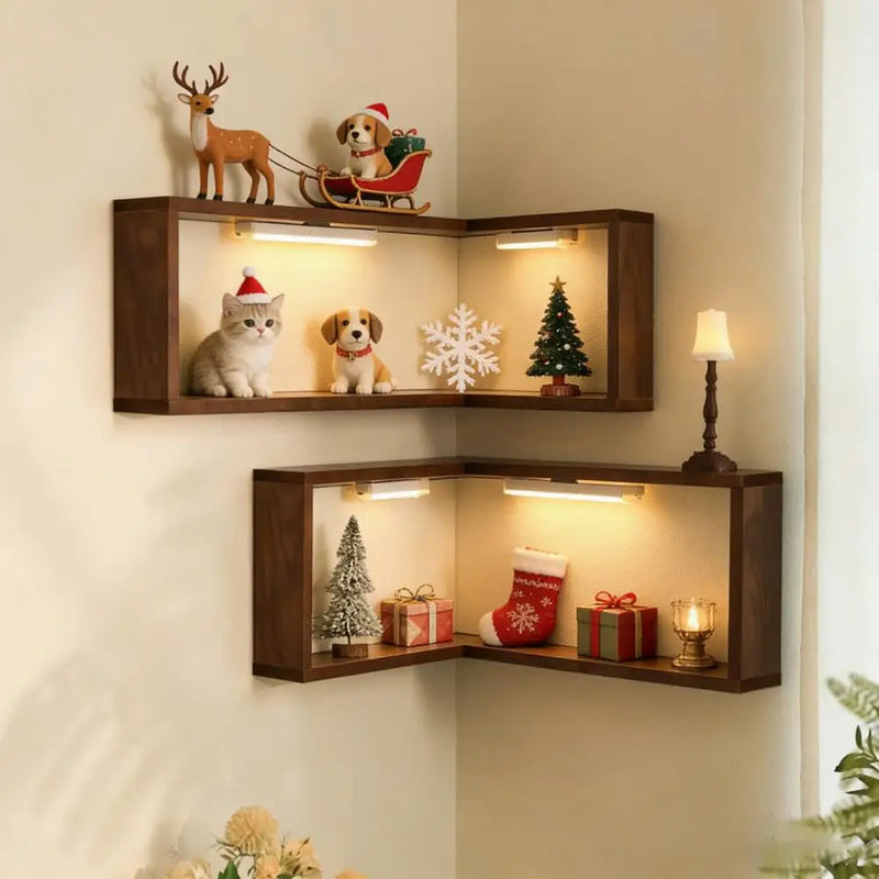 CornerLux™ LED Art Shelf ✨📦 — Corner Wall Shelf with LED Light, Smart Storage & Modern Home Décor