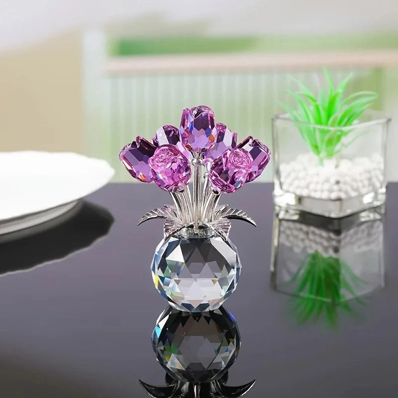❤️🌹Colorful Rose Flower Collectible Figurine with Vase