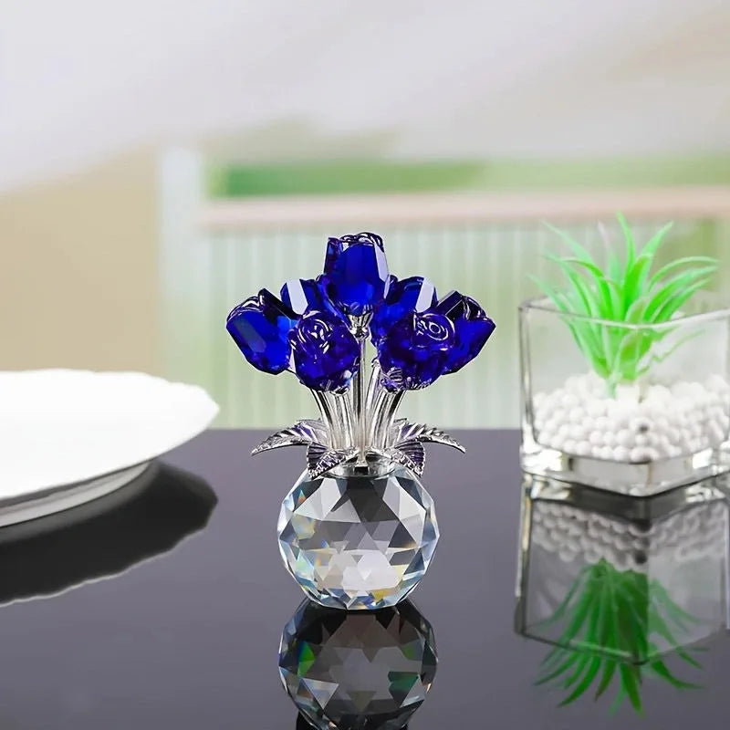 ❤️🌹Colorful Rose Flower Collectible Figurine with Vase