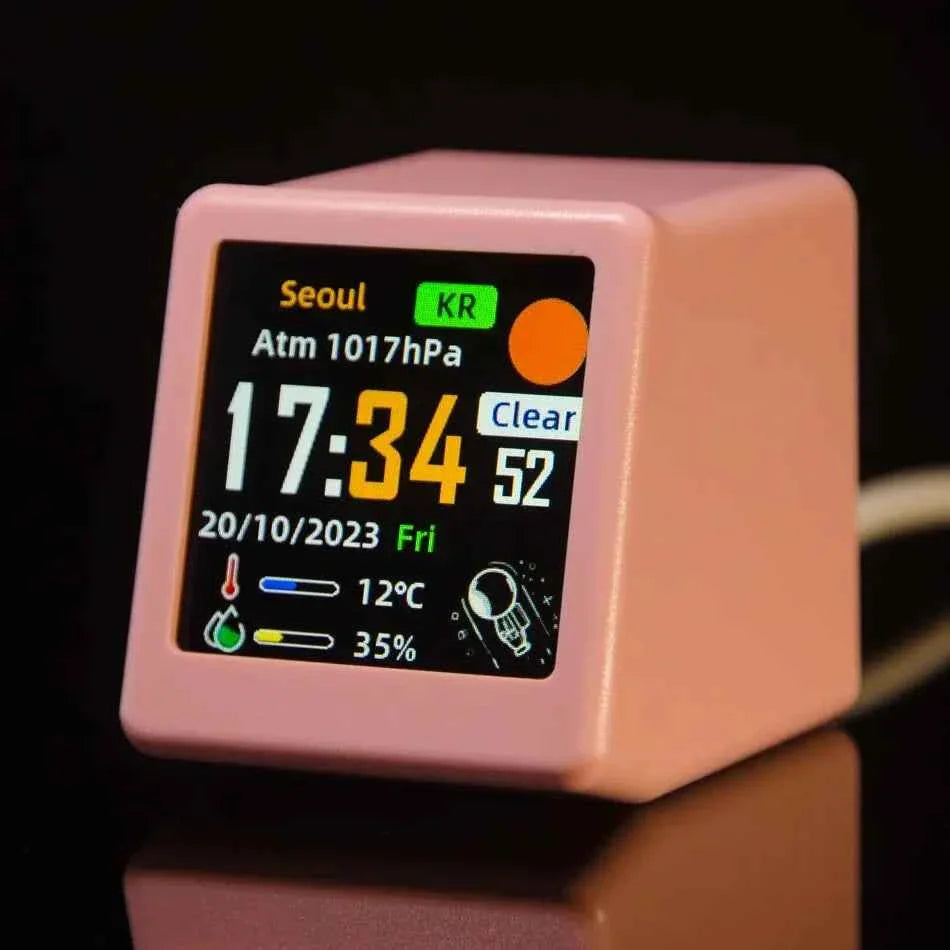Mini WiFi Desktop Weather Digital Clock Station with IPS LCD Screen