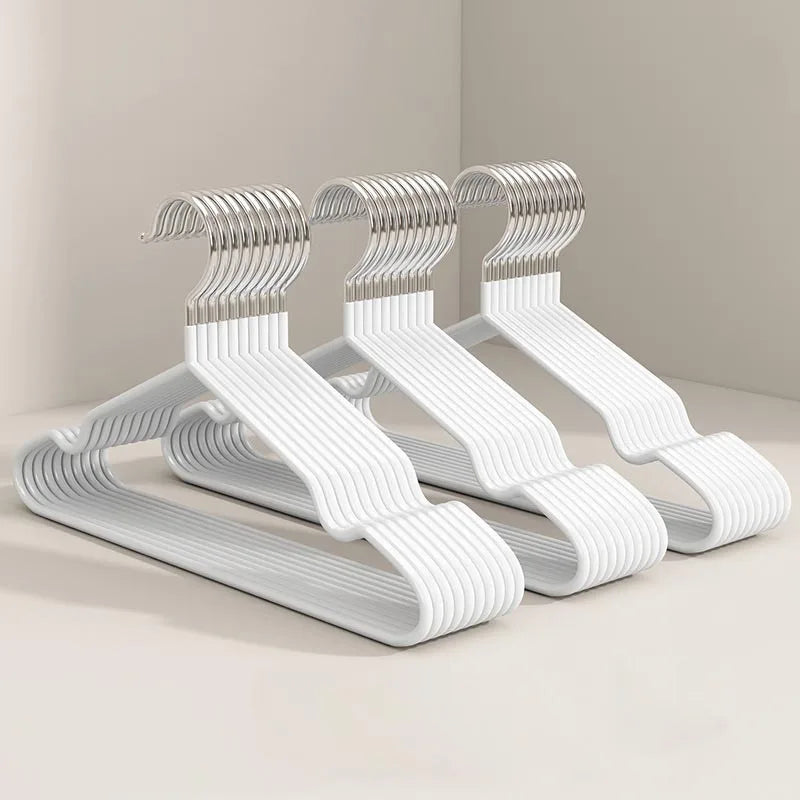 10-Pack Metal Traceless Hangers | Non-Slip Heavy-Duty Space Saving Closet Hangers for Bedroom Wardrobes