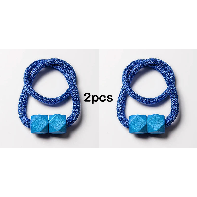 2pcs Curtain Tiebacks with Strong Magnet Thick Rope Design Bedroom Living Room Kitchen Durable Plastic Home Decor Accessory