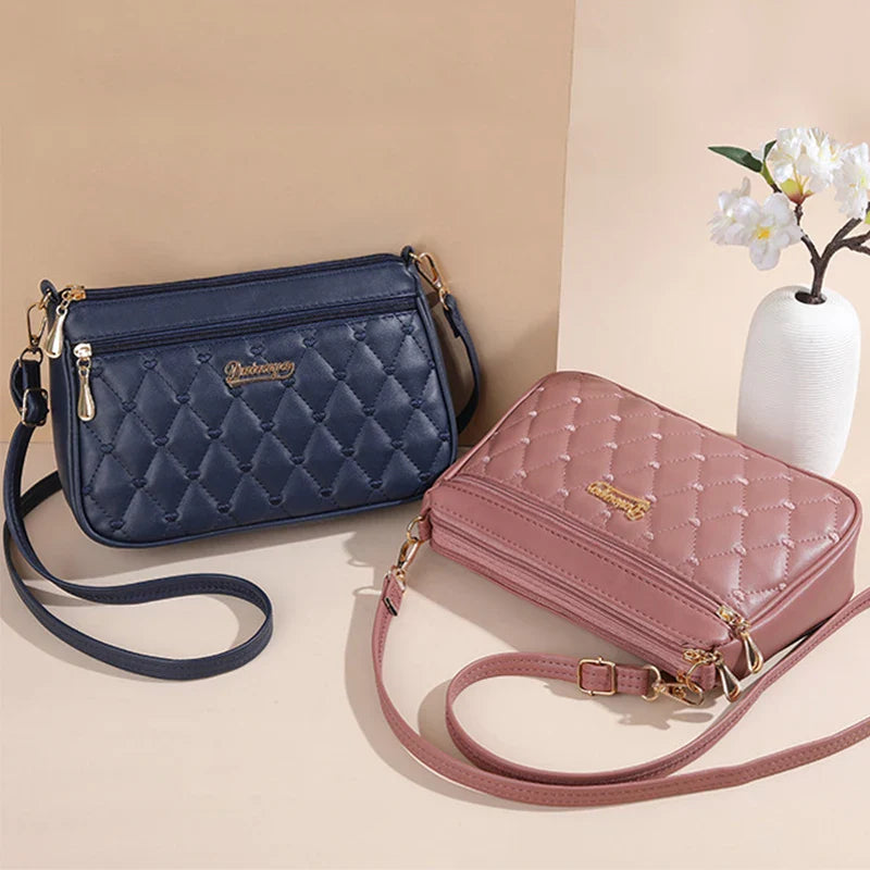 Embroidered Leather Messenger Bag for Women | Stylish Ladies Crossbody Handbag with Hair Ball Charm