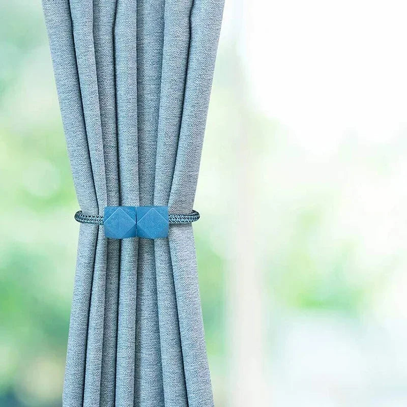 2pcs Curtain Tiebacks with Strong Magnet Thick Rope Design Bedroom Living Room Kitchen Durable Plastic Home Decor Accessory