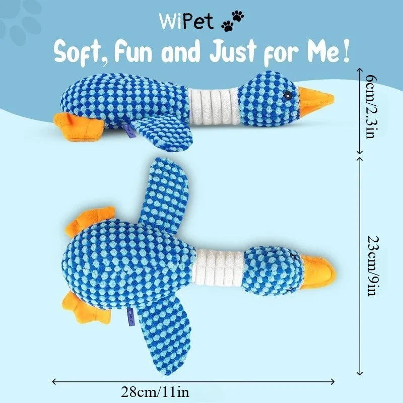 Blue Goose Plush Squeaky Pet Toy – Bite-Resistant Chew Toy for Dogs & Cats (Soft, Interactive, Double Color)
