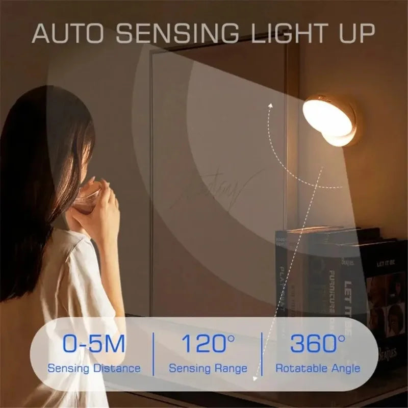 LED Motion Sensor Night Light USB Rechargeable Smart Wardrobe & Bedside Lamp