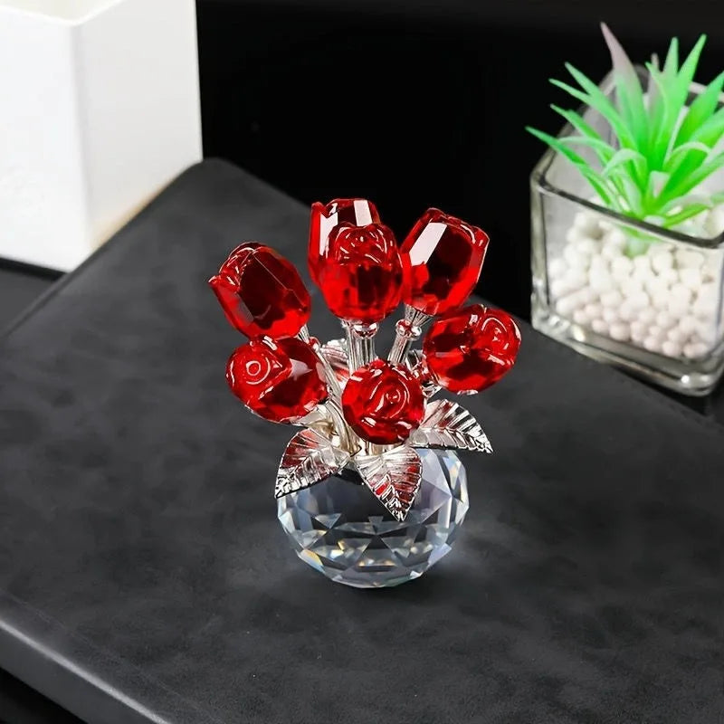 ❤️🌹Colorful Rose Flower Collectible Figurine with Vase