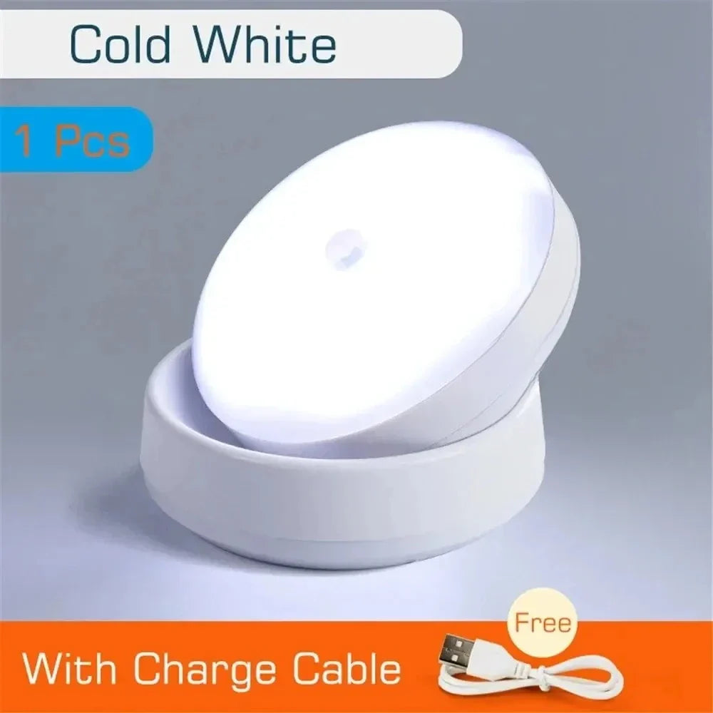LED Motion Sensor Night Light USB Rechargeable Smart Wardrobe & Bedside Lamp