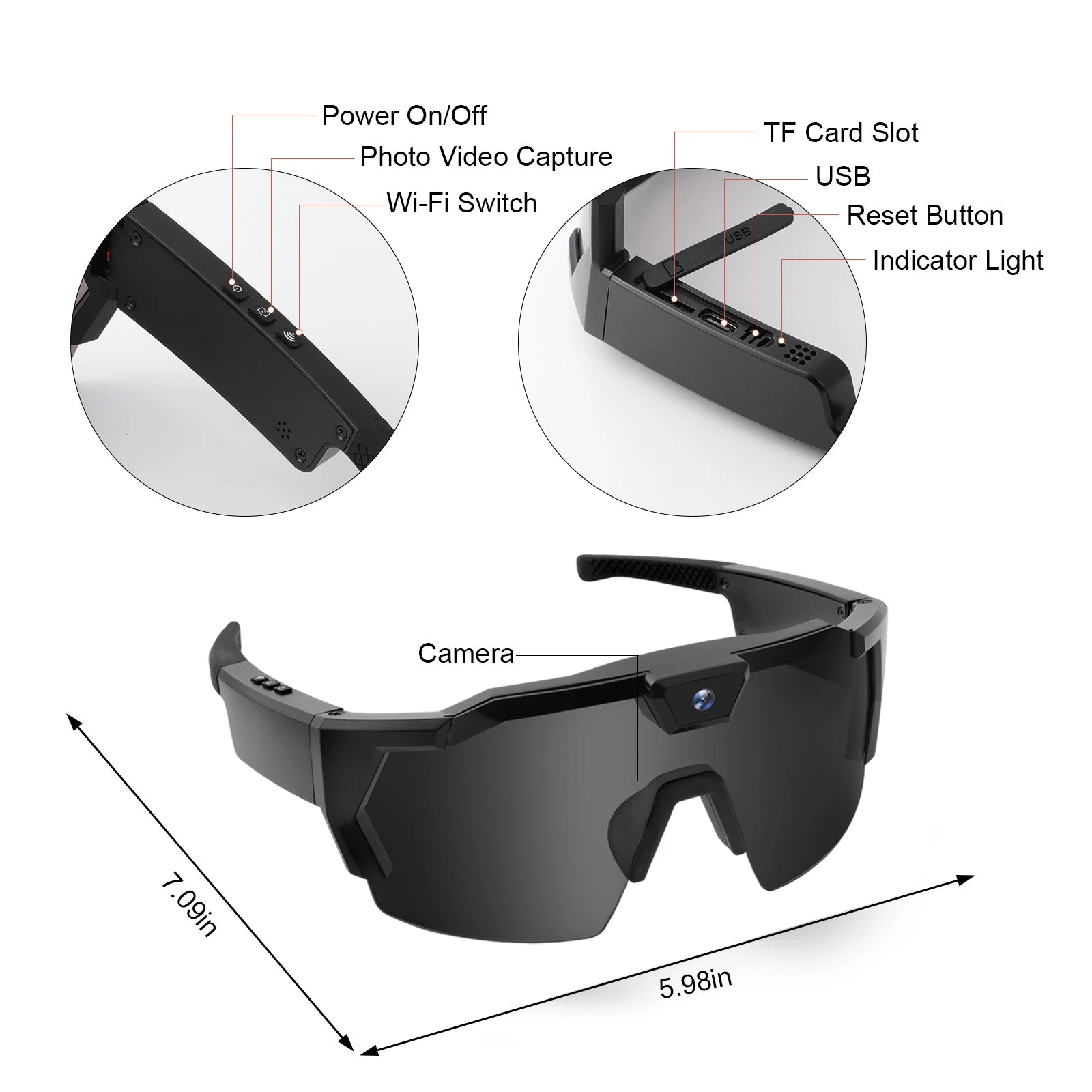 VisionX™ Smart Camera Glasses – HD Video Recording Sunglasses with Built-In Camera