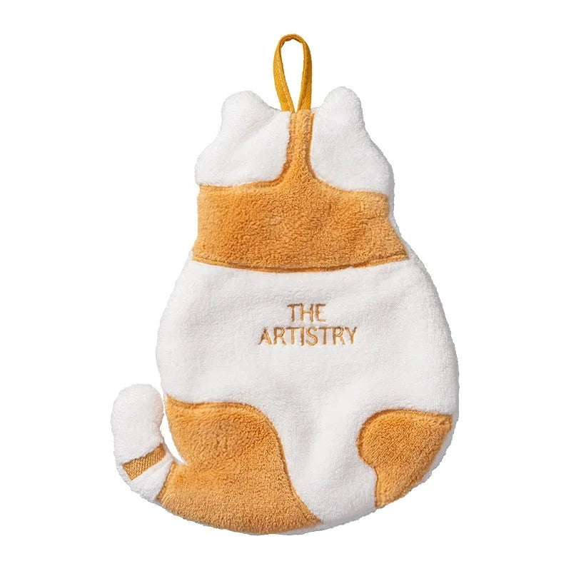Pet Luxury Store™ Cute Cat Plush Hanging Hand Towel – Soft Absorbent Bathroom & Kitchen Towel