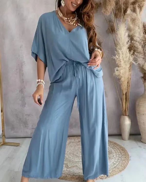 ⏰ 50% Korting – Elegante 3-Delige Dames Set met Wijde Pijpen | Comfortabele, Soepel Vallende & Flatterende Outfit