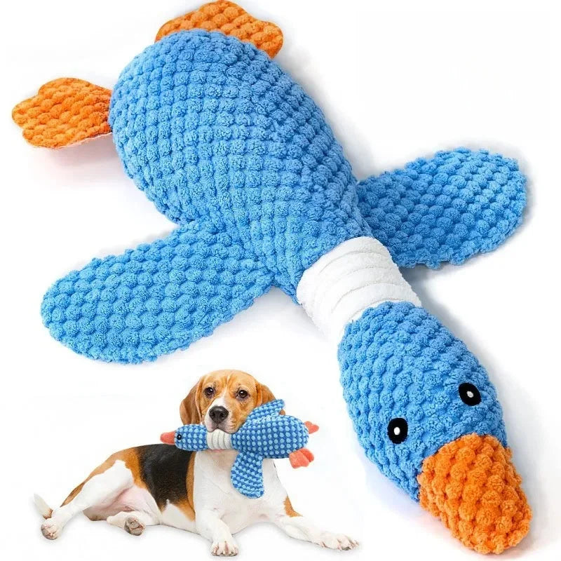 Blue Goose Plush Squeaky Pet Toy – Bite-Resistant Chew Toy for Dogs & Cats (Soft, Interactive, Double Color)