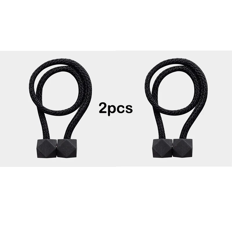 2pcs Curtain Tiebacks with Strong Magnet Thick Rope Design Bedroom Living Room Kitchen Durable Plastic Home Decor Accessory