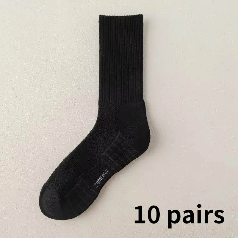 10-Pack Thick Cotton Tube Socks – Deodorant Winter Basketball Crew Socks for Men & Women
