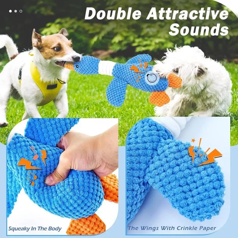 Blue Goose Plush Squeaky Pet Toy – Bite-Resistant Chew Toy for Dogs & Cats (Soft, Interactive, Double Color)