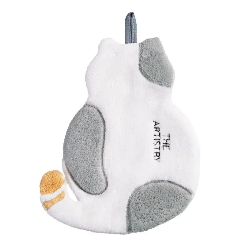 Pet Luxury Store™ Cute Cat Plush Hanging Hand Towel – Soft Absorbent Bathroom & Kitchen Towel