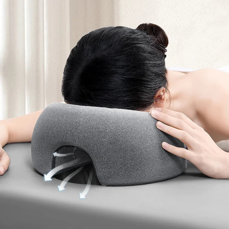 Memory Foam Face Down Pillow – Contoured Support Pillow for Prone Sleeping, Massage Recovery & Comfortable Face-Down Rest
