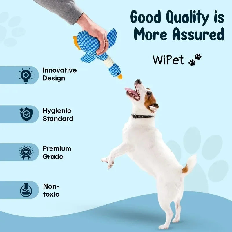 Blue Goose Plush Squeaky Pet Toy – Bite-Resistant Chew Toy for Dogs & Cats (Soft, Interactive, Double Color)