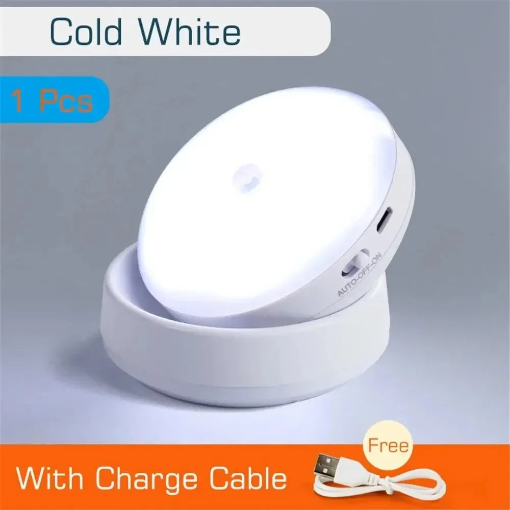LED Motion Sensor Night Light USB Rechargeable Smart Wardrobe & Bedside Lamp