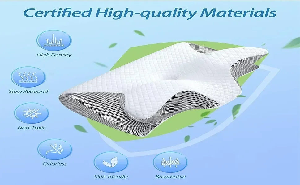 Ergonomic Contour Pillow for Neck Pain Relief – Orthopedic Cervical Support Pillow