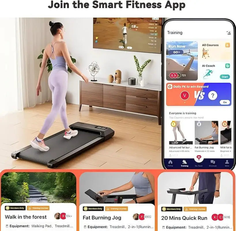 Superun 2-in-1 Walking Pad Treadmill – Home Office Under Desk Treadmill with App & Remote