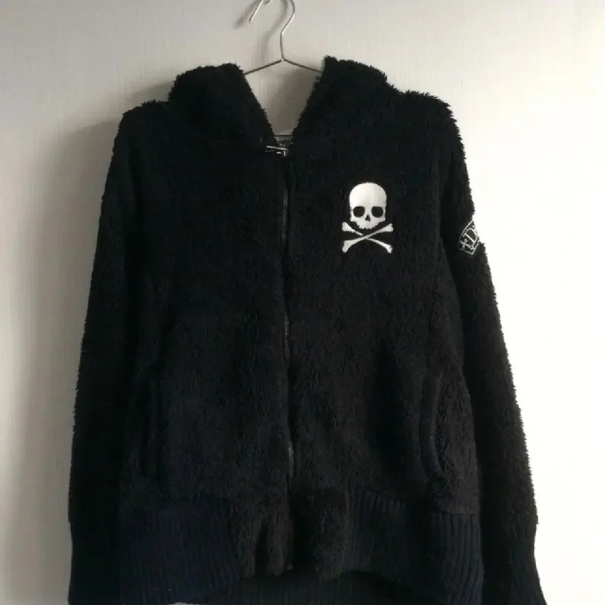 Lamb Wool Jackets Women Gothic Y2k Hoodies Cross Skull Grunge Zipper Sweatshirts Vintage Casual Hooded Coats Harajuku Streetwear