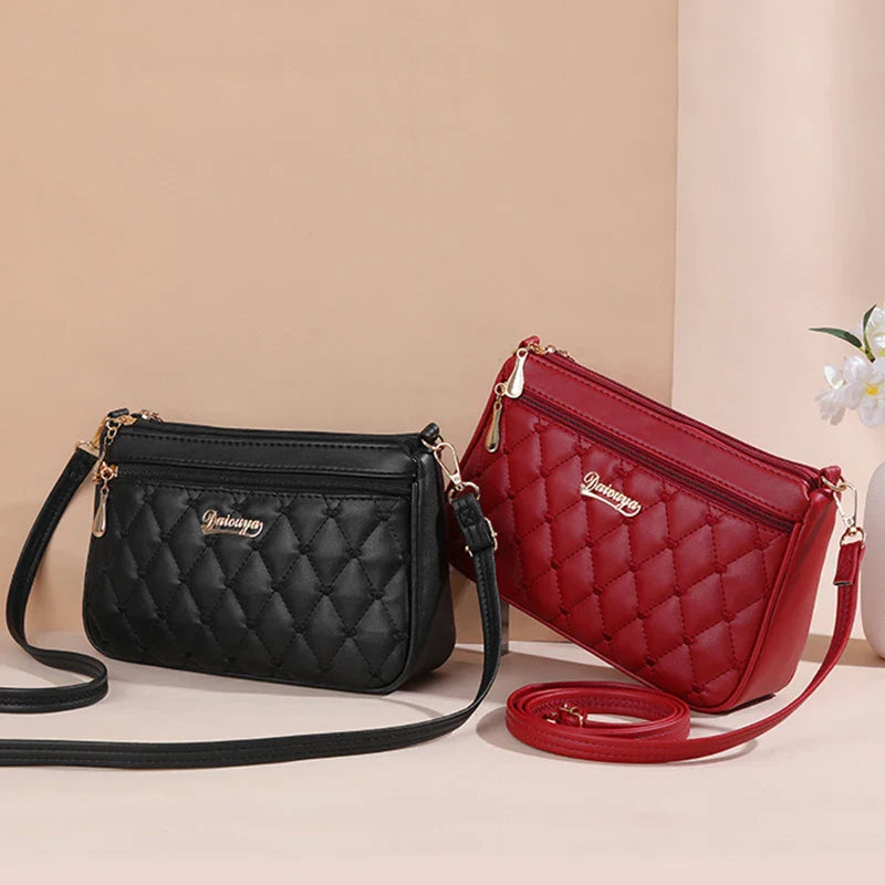 Embroidered Leather Messenger Bag for Women | Stylish Ladies Crossbody Handbag with Hair Ball Charm