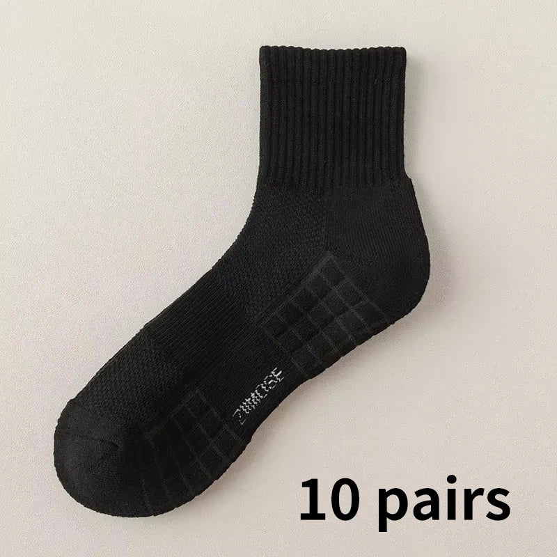 10-Pack Thick Cotton Tube Socks – Deodorant Winter Basketball Crew Socks for Men & Women
